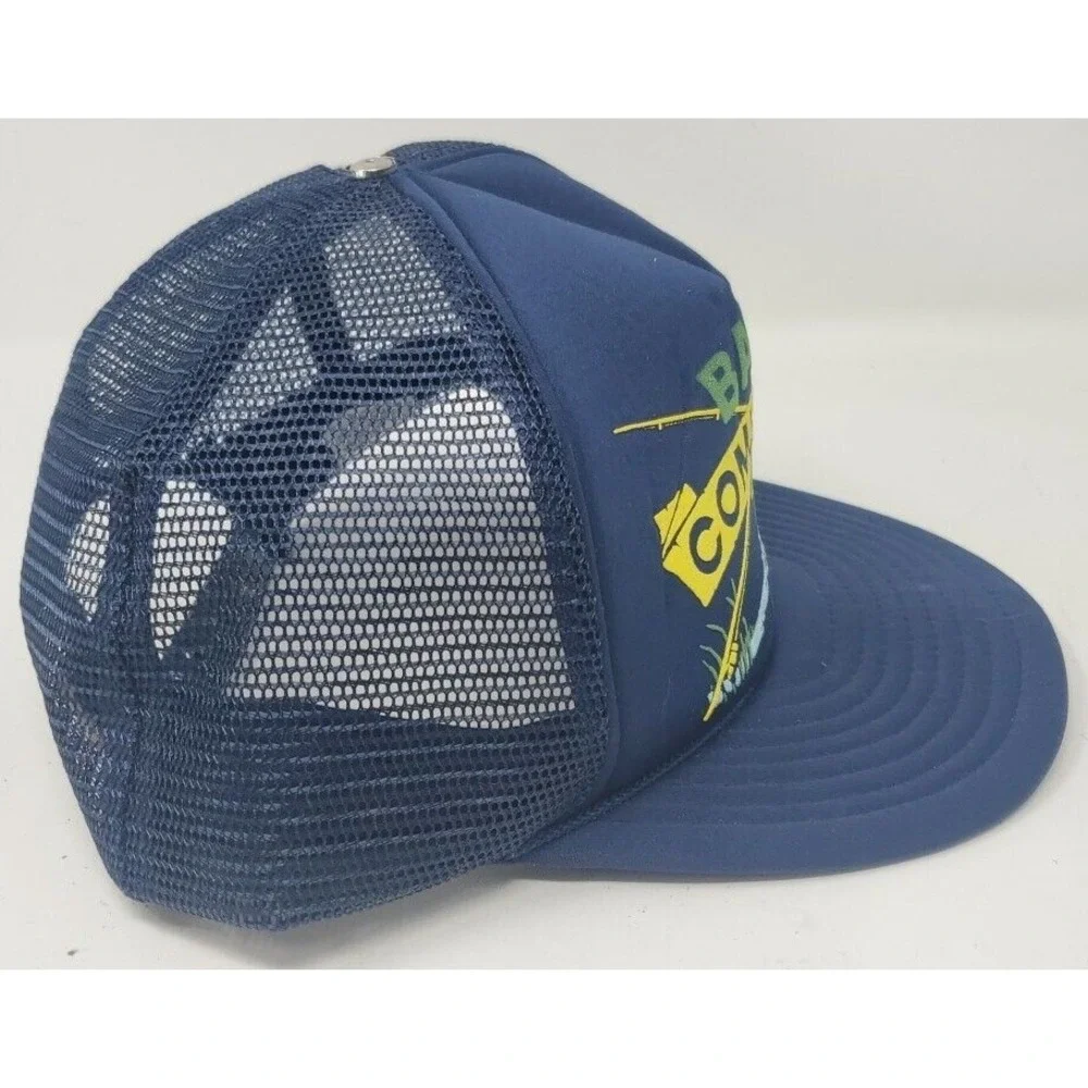 Vintage Snapback Mesh Truckers Cap Bass Commando Hat Dark Blue